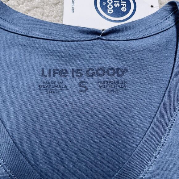 NWT Life Is Good American Flag Womens T-SHIRT Small Short Sleeve Blue USA Tee - Picture 4 of 8